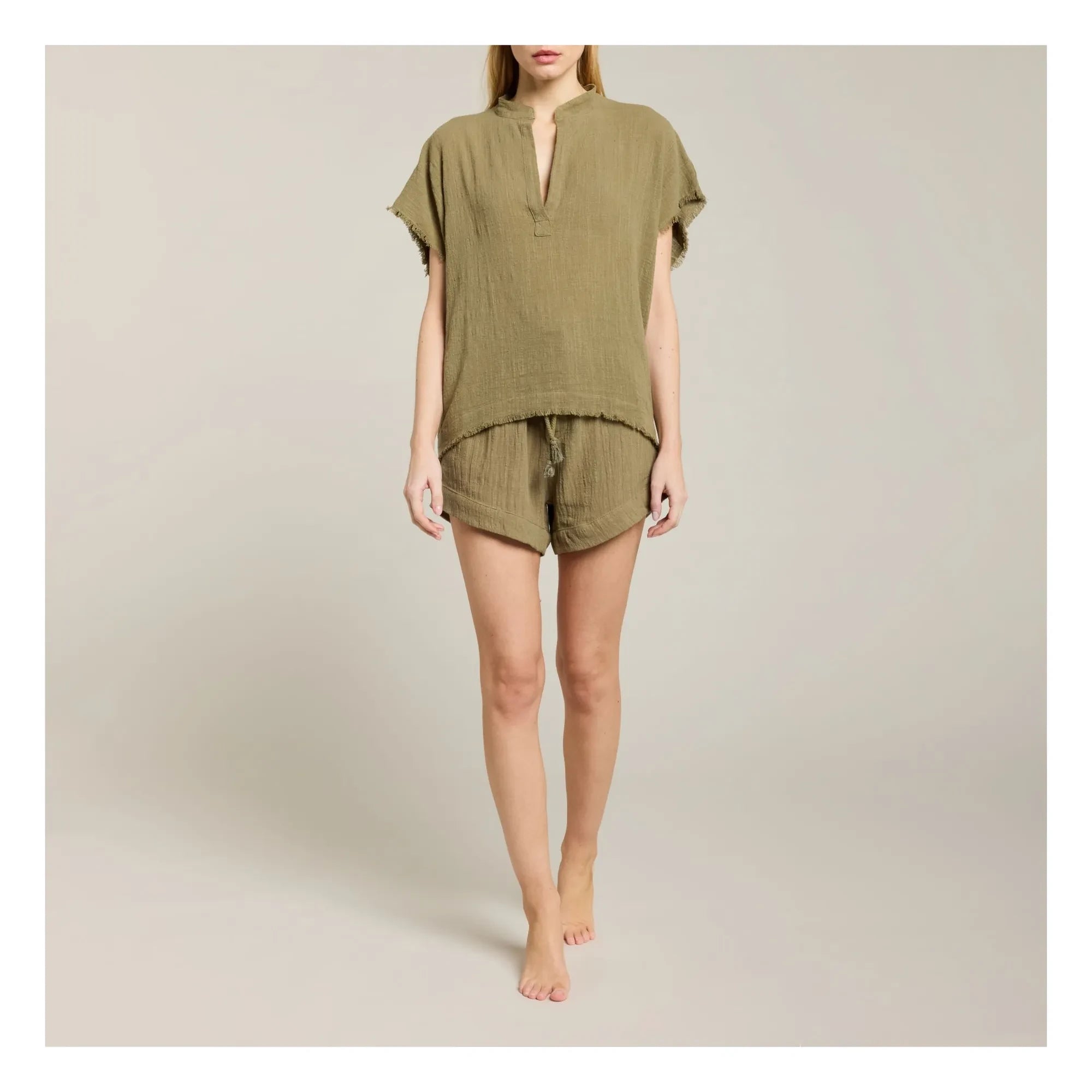 Maison Saint Julien - Blusa Porto Vecchio de gasa de algodón | Caqui