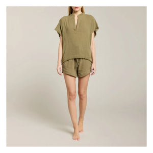 Maison Saint Julien - Blusa Porto Vecchio de gasa de algodón | Caqui