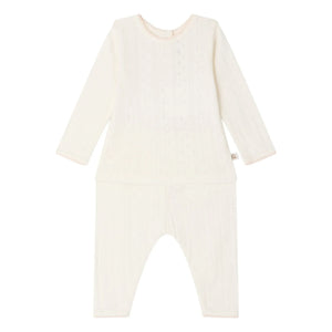 Bonpoint - Conjunto de camiseta y leggings de algodón orgánico Leandra Pointelle | Blanco