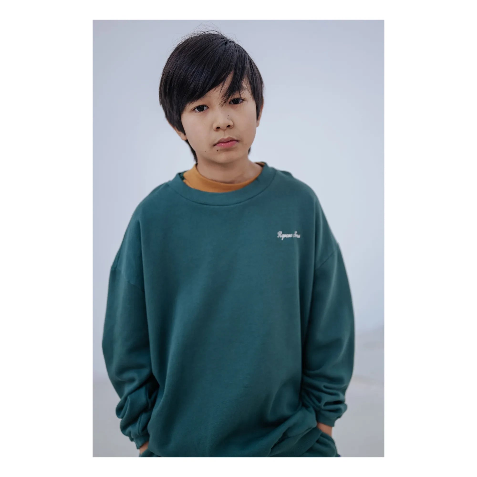 Repose AMS - Sudadera con logo Cozydrop de algodón orgánico | Verde