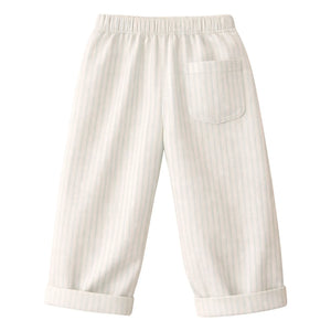 Lililotte - Pantalones Gabardina Algodón Orgánico a Rayas Paul | Verde Menta