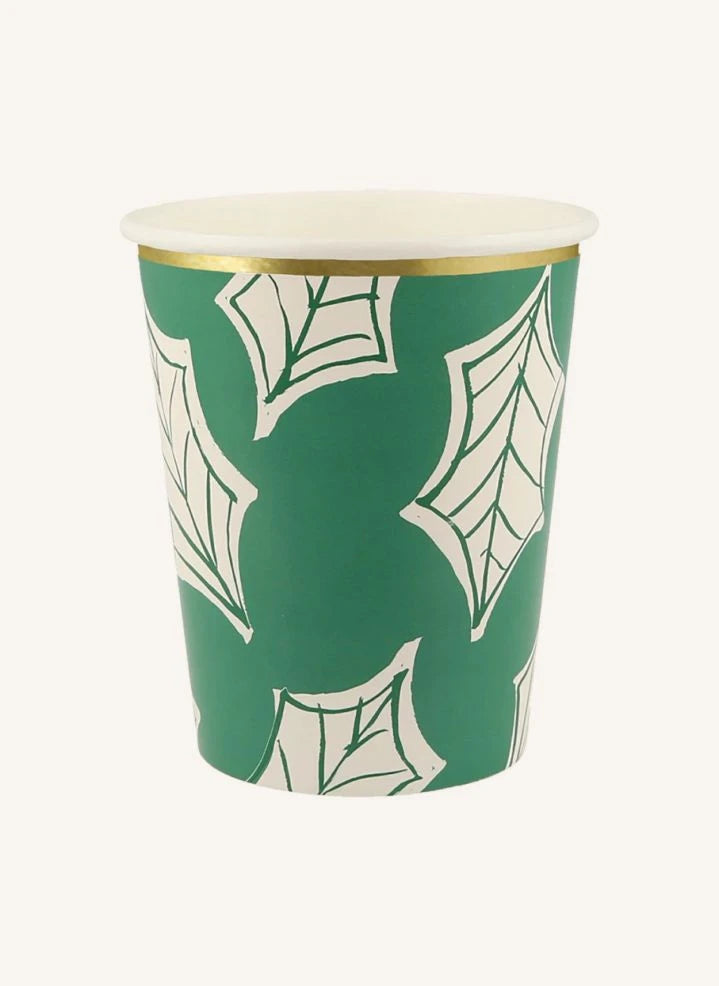 Meri Meri - Vasos de Navidad con Estampado en Bloque - Set de 8
