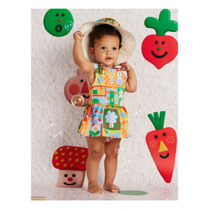 Halcyon Nights - Vestido con volantes de algodón orgánico con estampado de verduras | Naranja