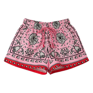 Fabula - Bandana rosa corta con cordones