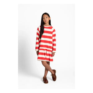Smallable Kid - Vestido camiseta a rayas Azalea | Rojo
