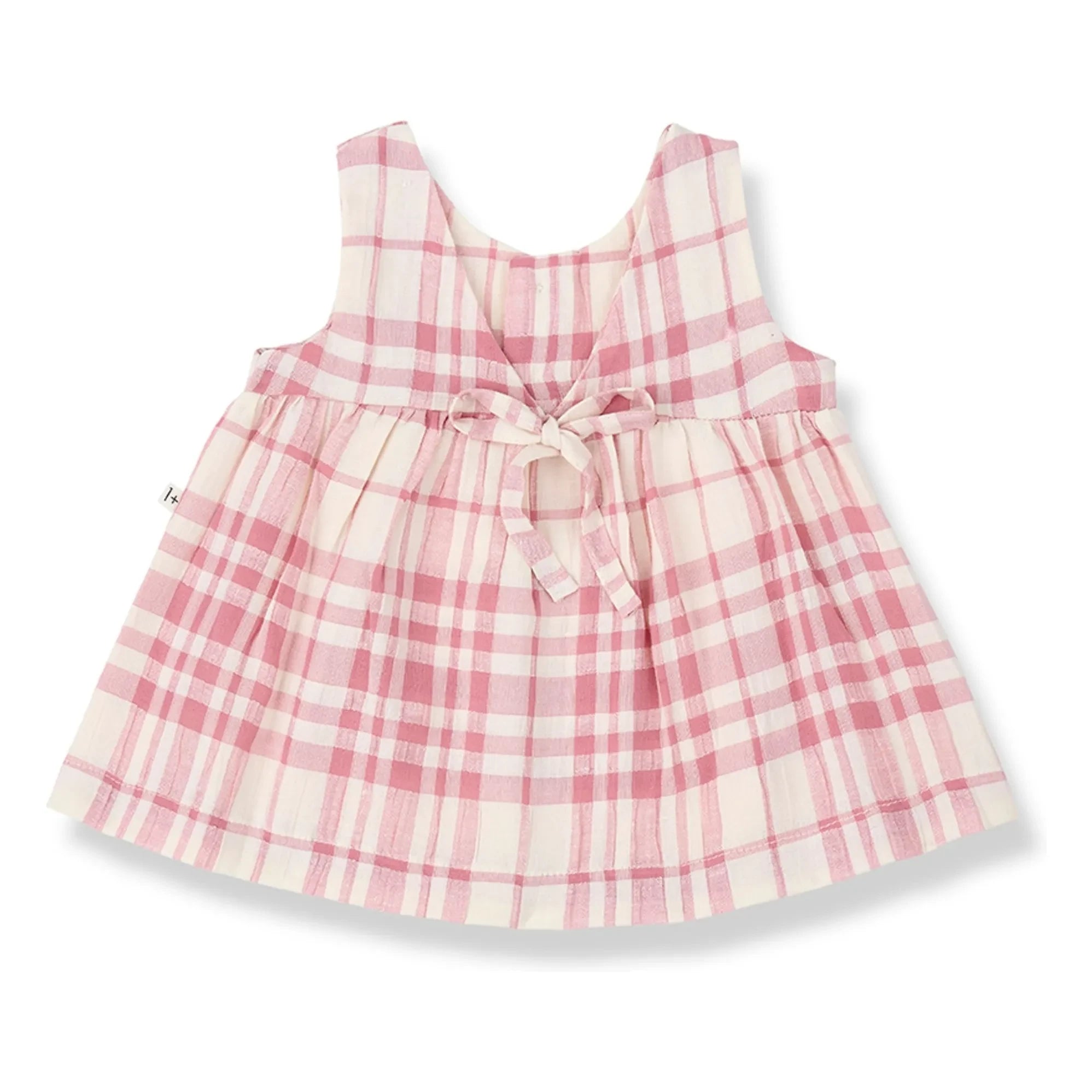1+ en la familia - Vestido a cuadros de lino Aranella | Rosa empolvado