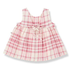 1+ en la familia - Vestido a cuadros de lino Aranella | Rosa empolvado