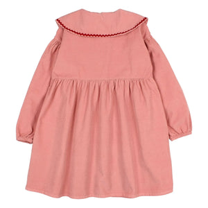 Búho - Vestido de Terciopelo con Volantes Claudine Yaka | Rosa