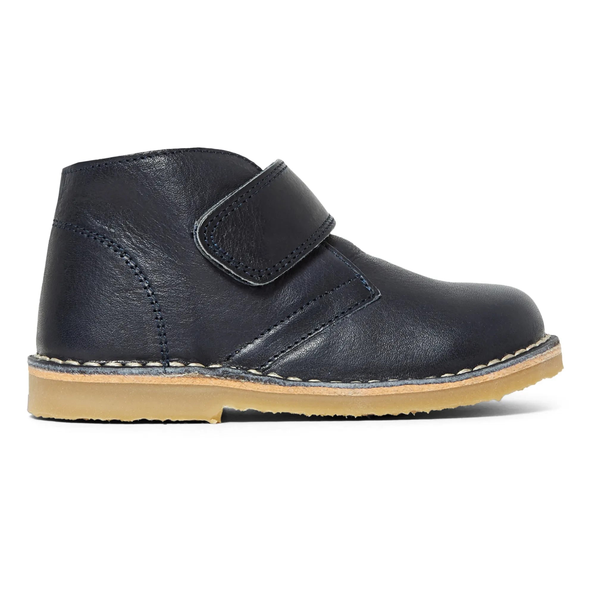 Petit Nord - Zapatos con velcro de piel color arena | Azul marino