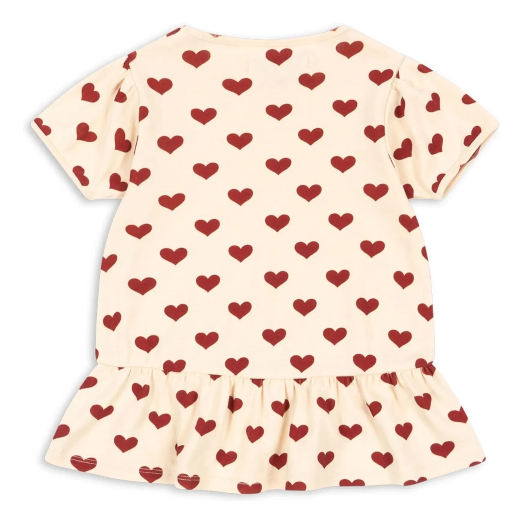 Konges Sløjd - Camiseta Básica con Volantes de Algodón Orgánico Corazones | Beige