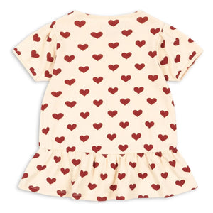 Konges Sløjd - Camiseta Básica con Volantes de Algodón Orgánico Corazones | Beige