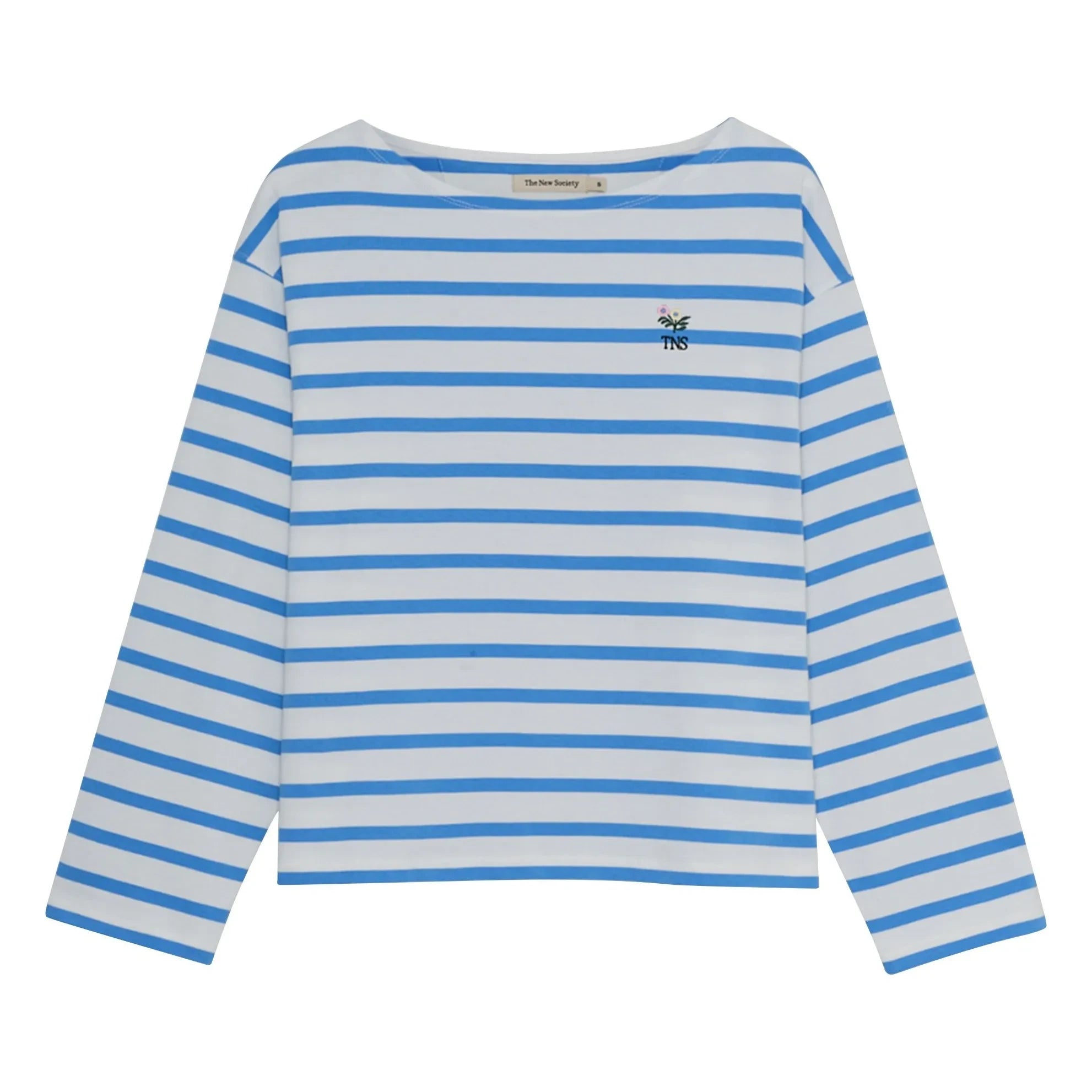 the new society - Camiseta de algodón a rayas Burnet | Azul