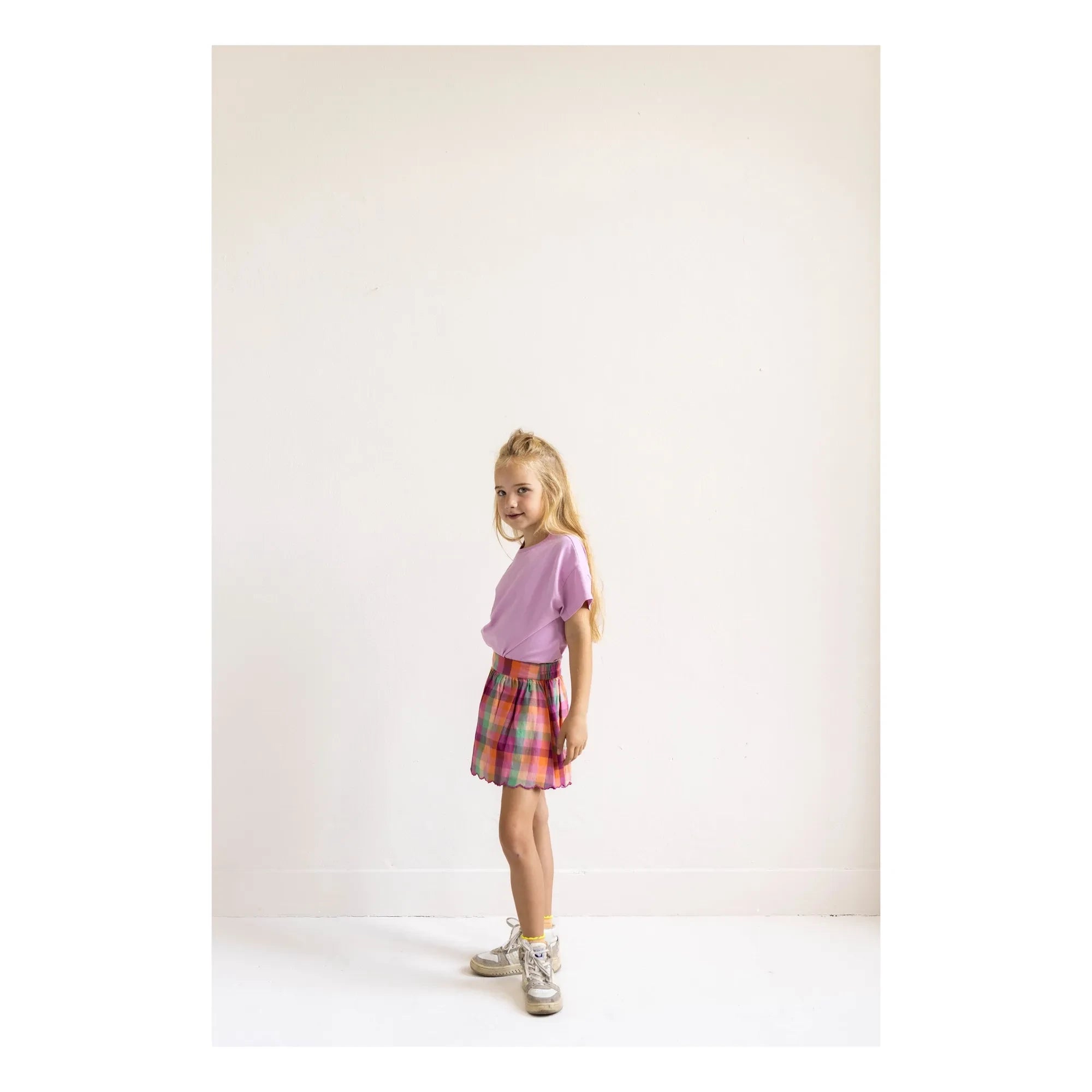 Jenest - Falda de cuadros de algodón orgánico Sara | Fucsia
