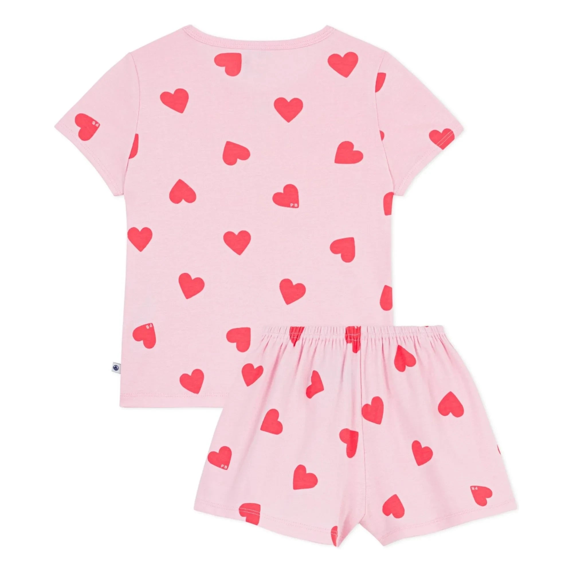 Petit Bateau - Pijama de pantalón corto con estampado de corazones | Rosa