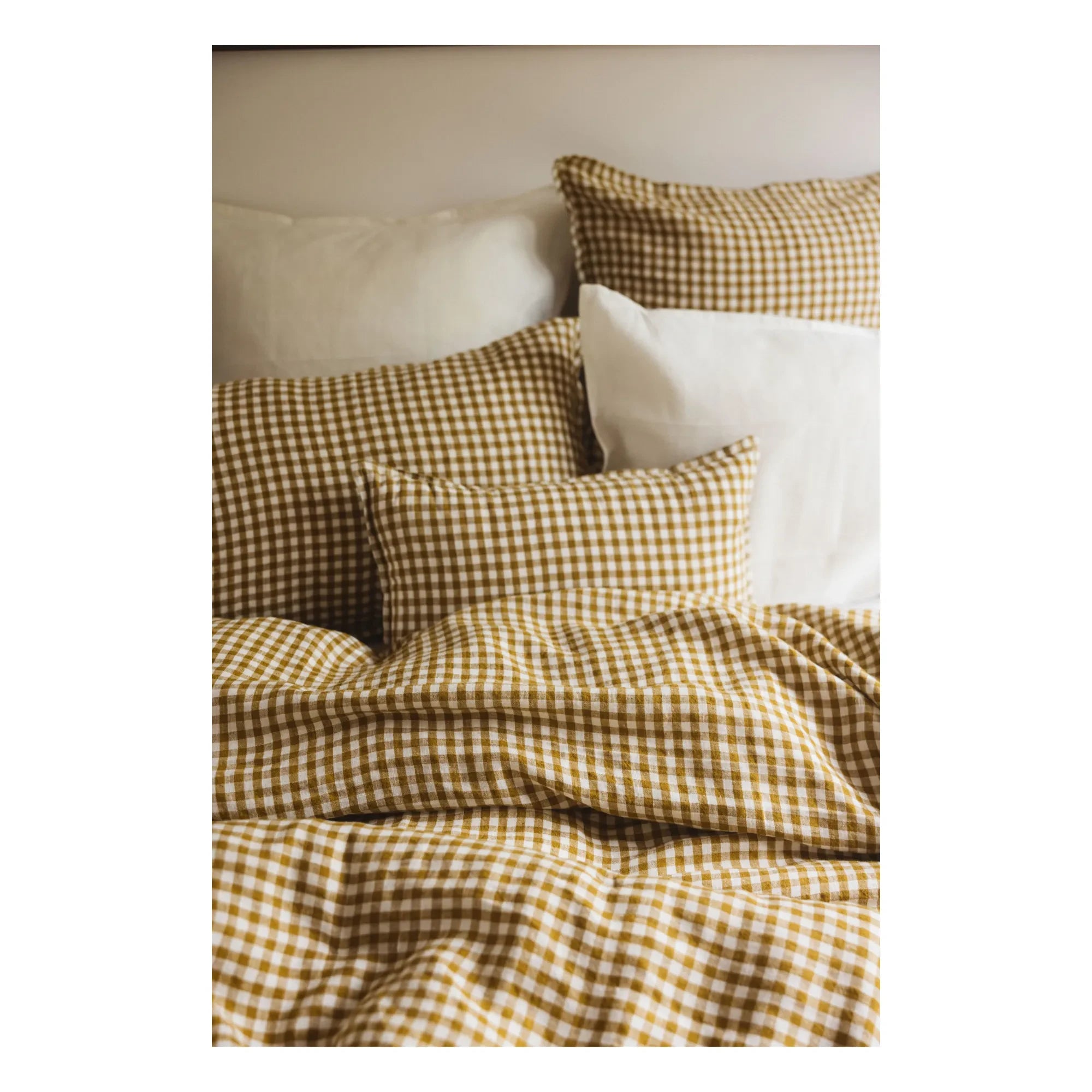 Gabrielle Paris - Funda nórdica de lino lavado Gingham | Cúrcuma