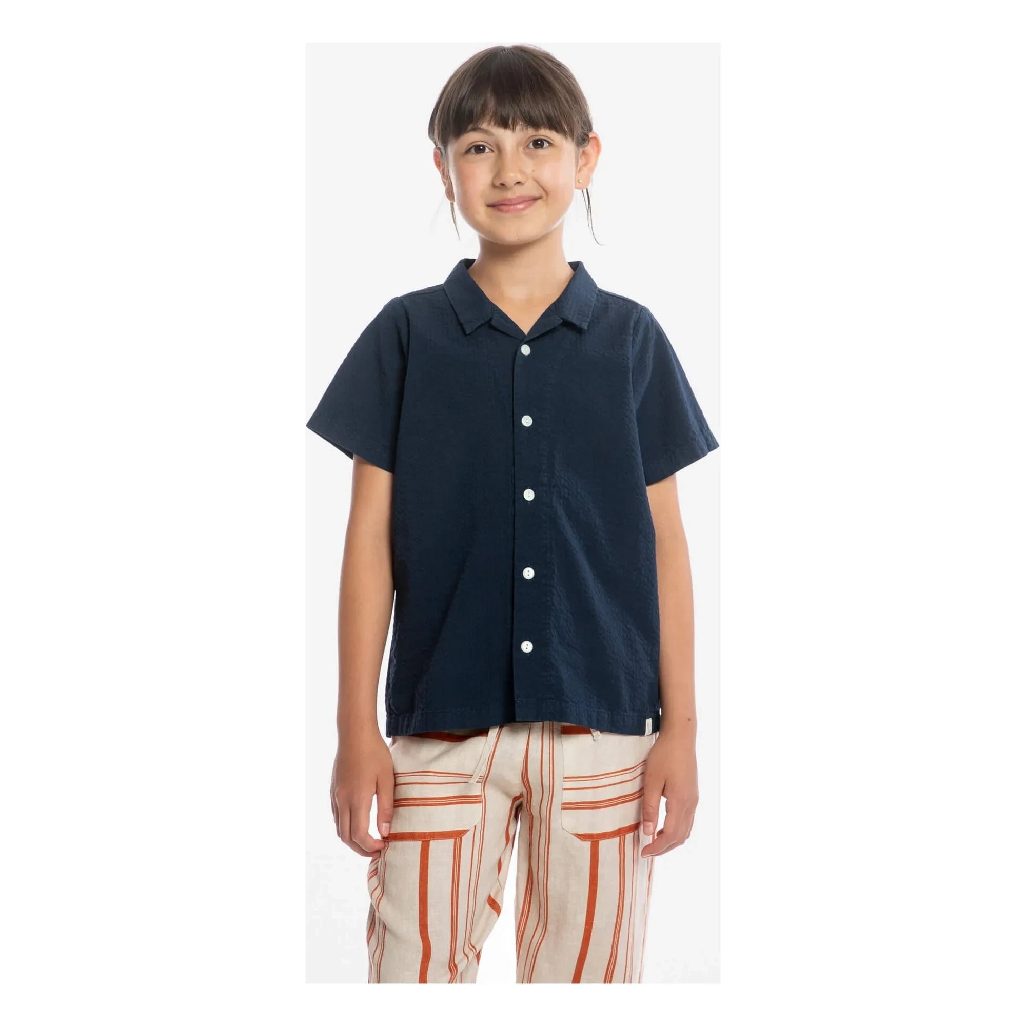 Matona - Camisa Lisa de Algodón Orgánico | Azul Marino