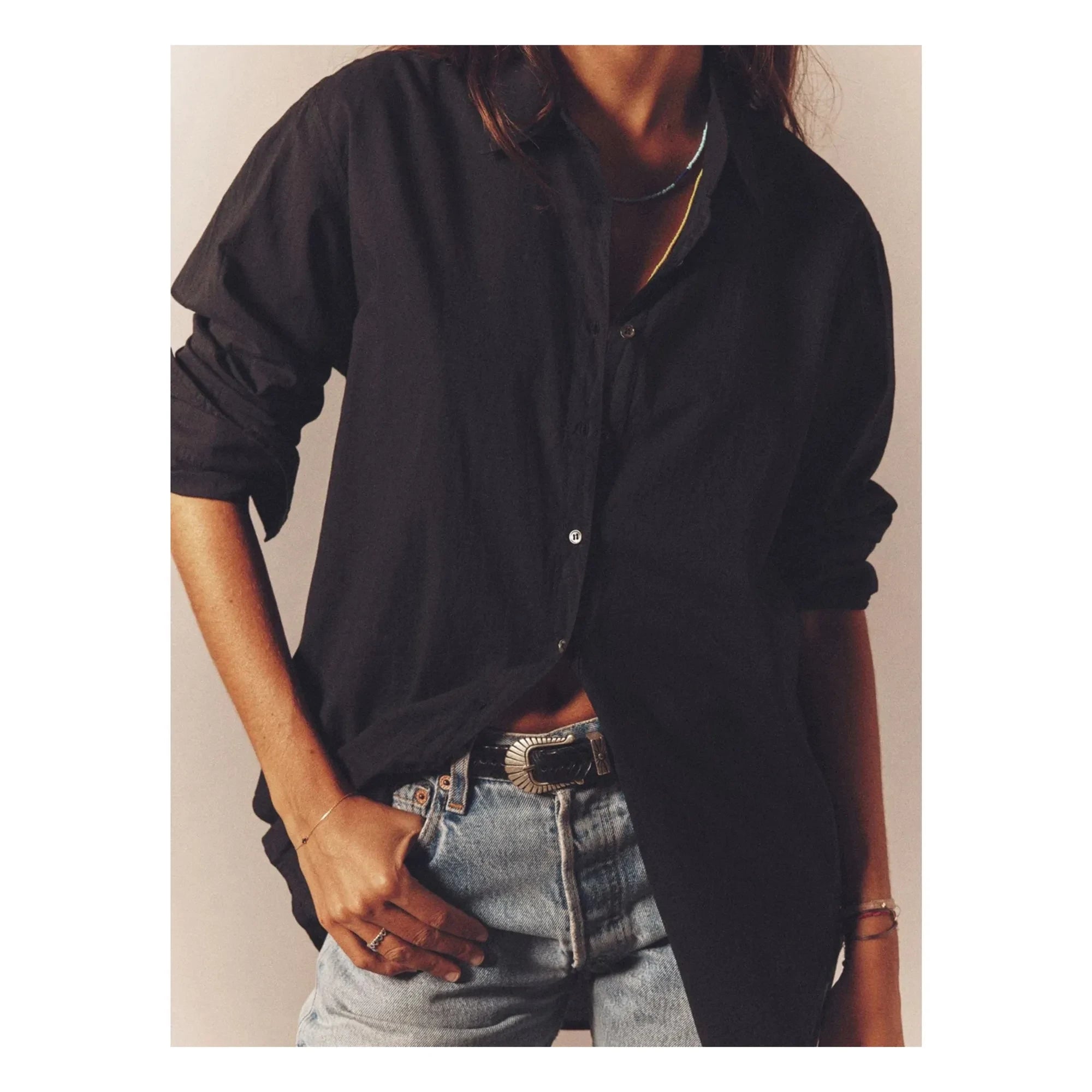 Xirena - Camisa Beau de Popelín de Algodón | Negro