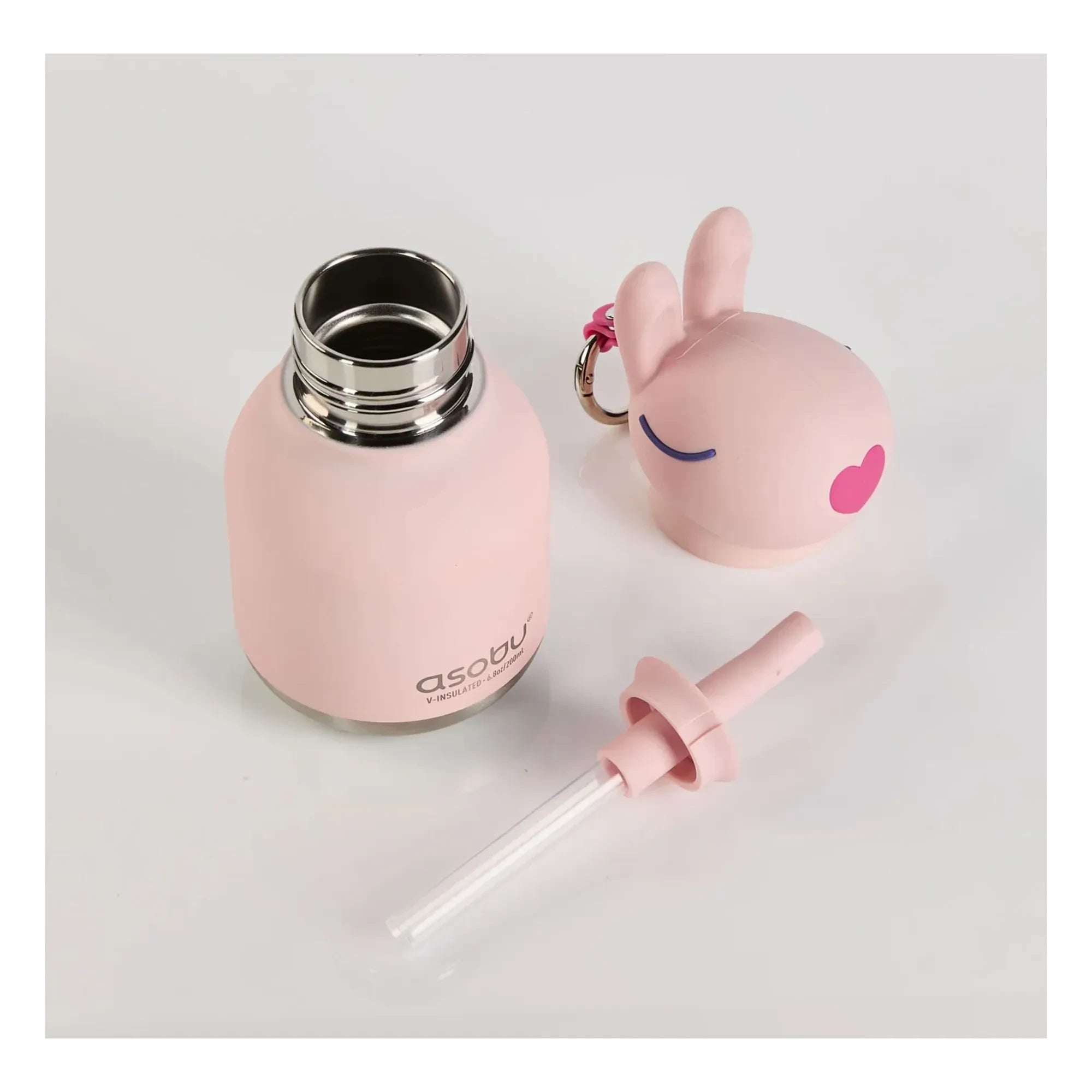 Asobu - Mini botella de agua de acero inoxidable Rabbit | Rosa pálido