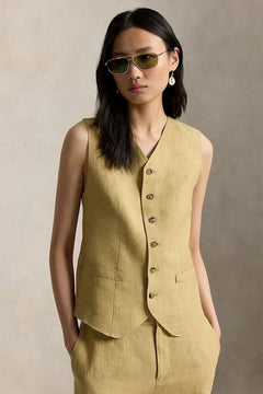 Chaleco de lino de una hilera Polo Ralph Lauren para mujer