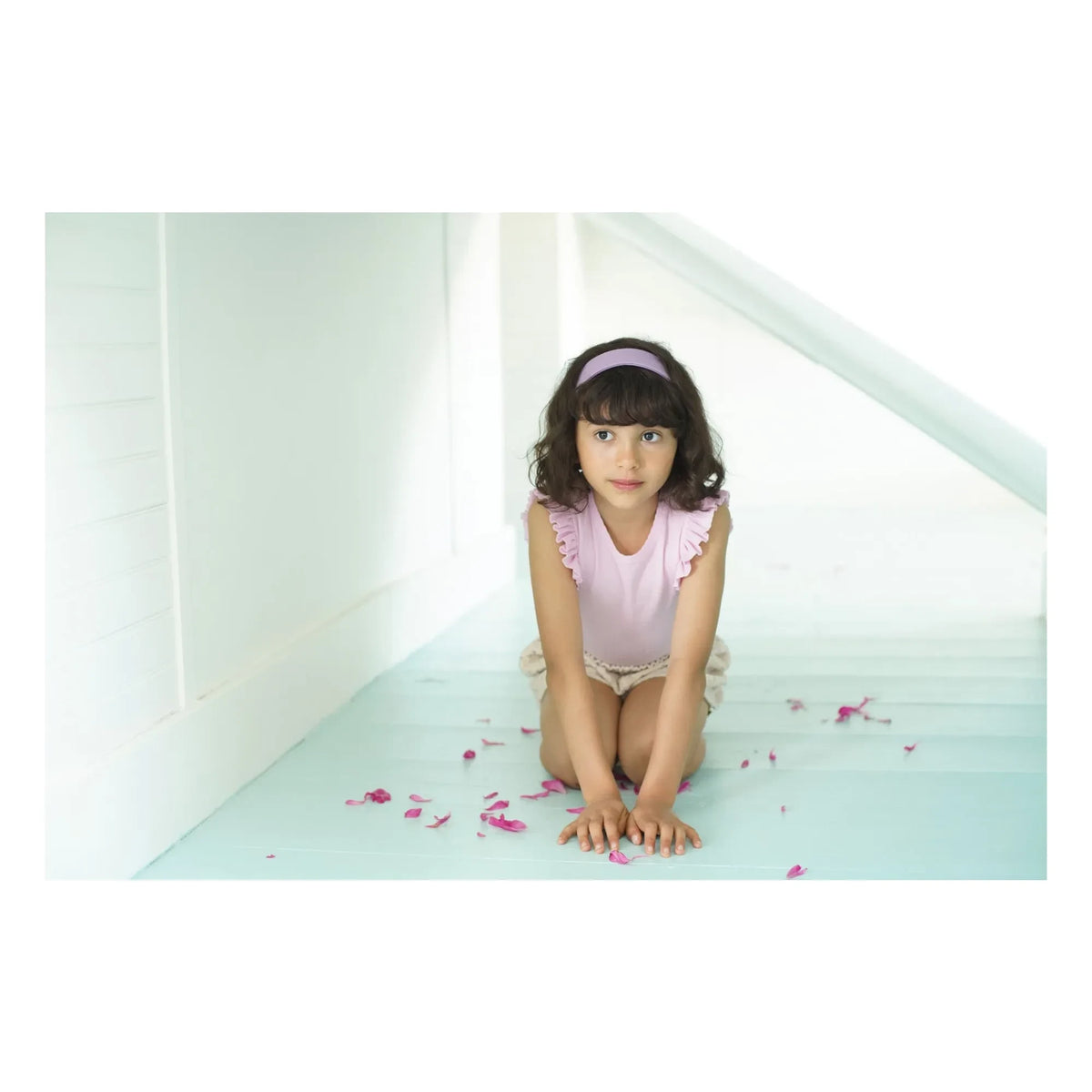 Soor Ploom - Camiseta de algodón orgánico con volantes Pointelle | Rosa