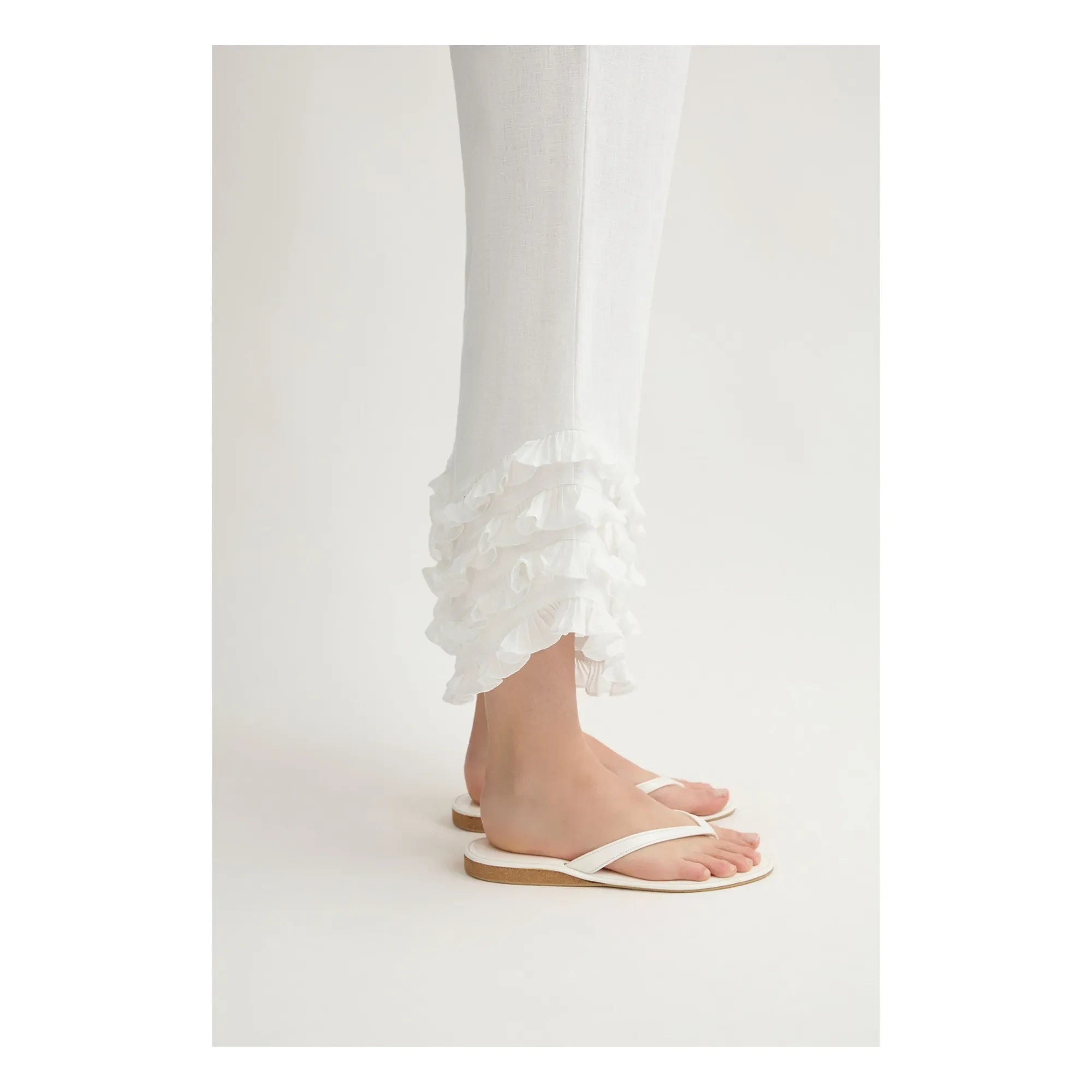 Posse - Pantalones de lino Florence | Blanco - Marfil