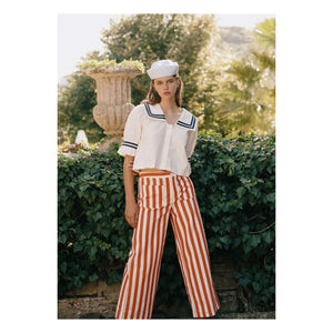 The Tiny Big Sister - Blusa de lino y algodón con volantes | Blanco roto