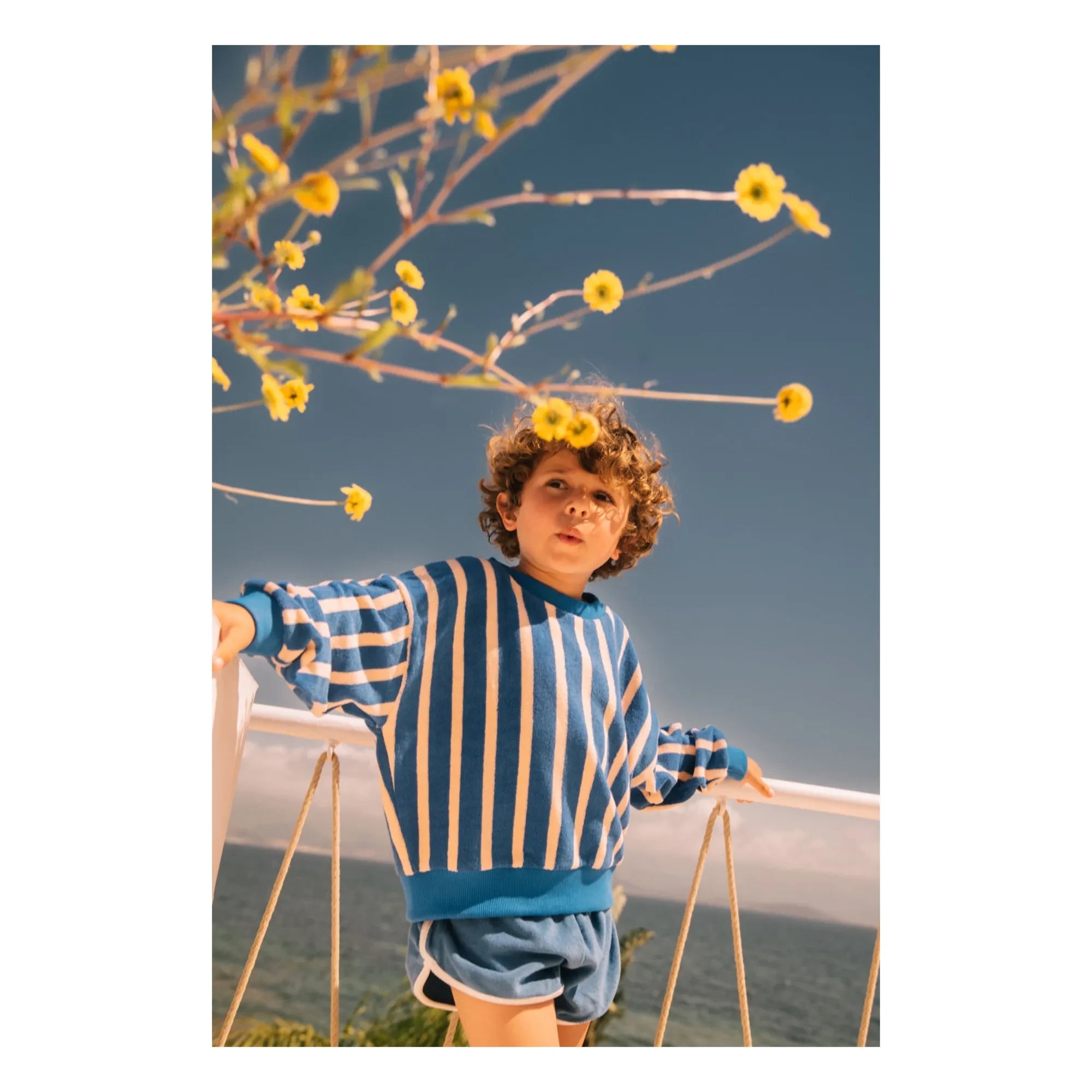 We Are Kids - Sudadera de felpa de algodón orgánico a rayas | Azul