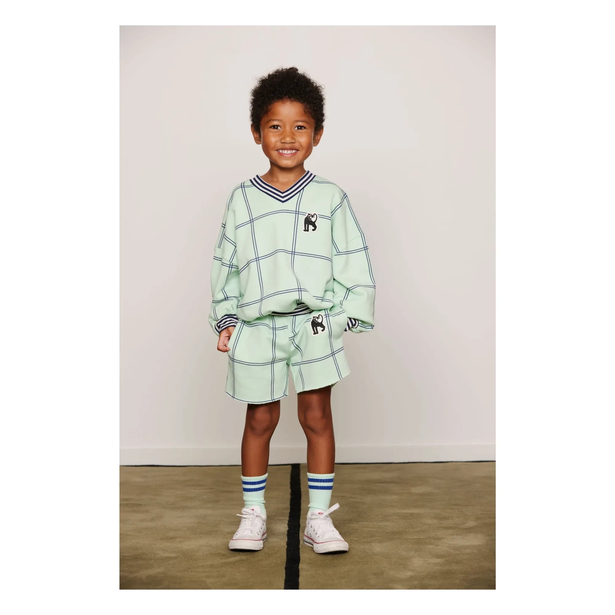 Mini Rodini - Pantalones cortos a cuadros de algodón orgánico | Verde