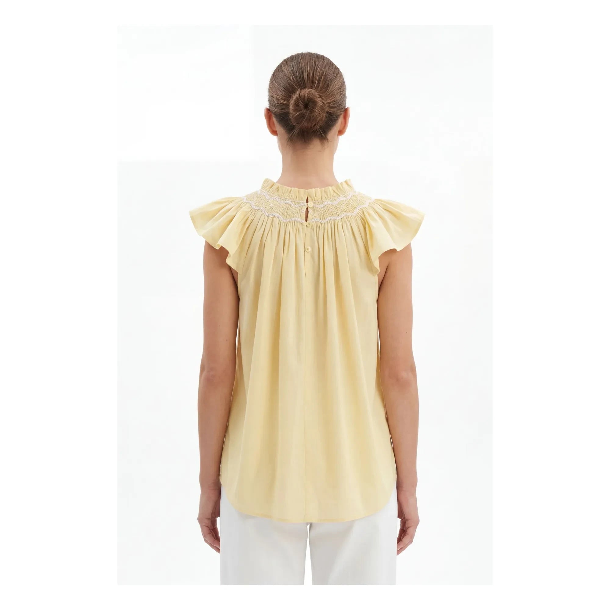 BELLEPIECE - Top de popelina de algodón Mykonos | Amarillo