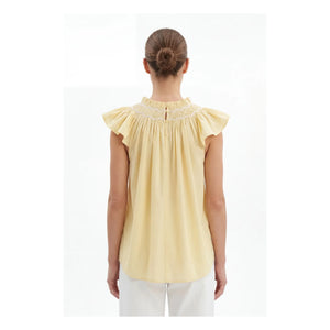 BELLEPIECE - Top de popelina de algodón Mykonos | Amarillo
