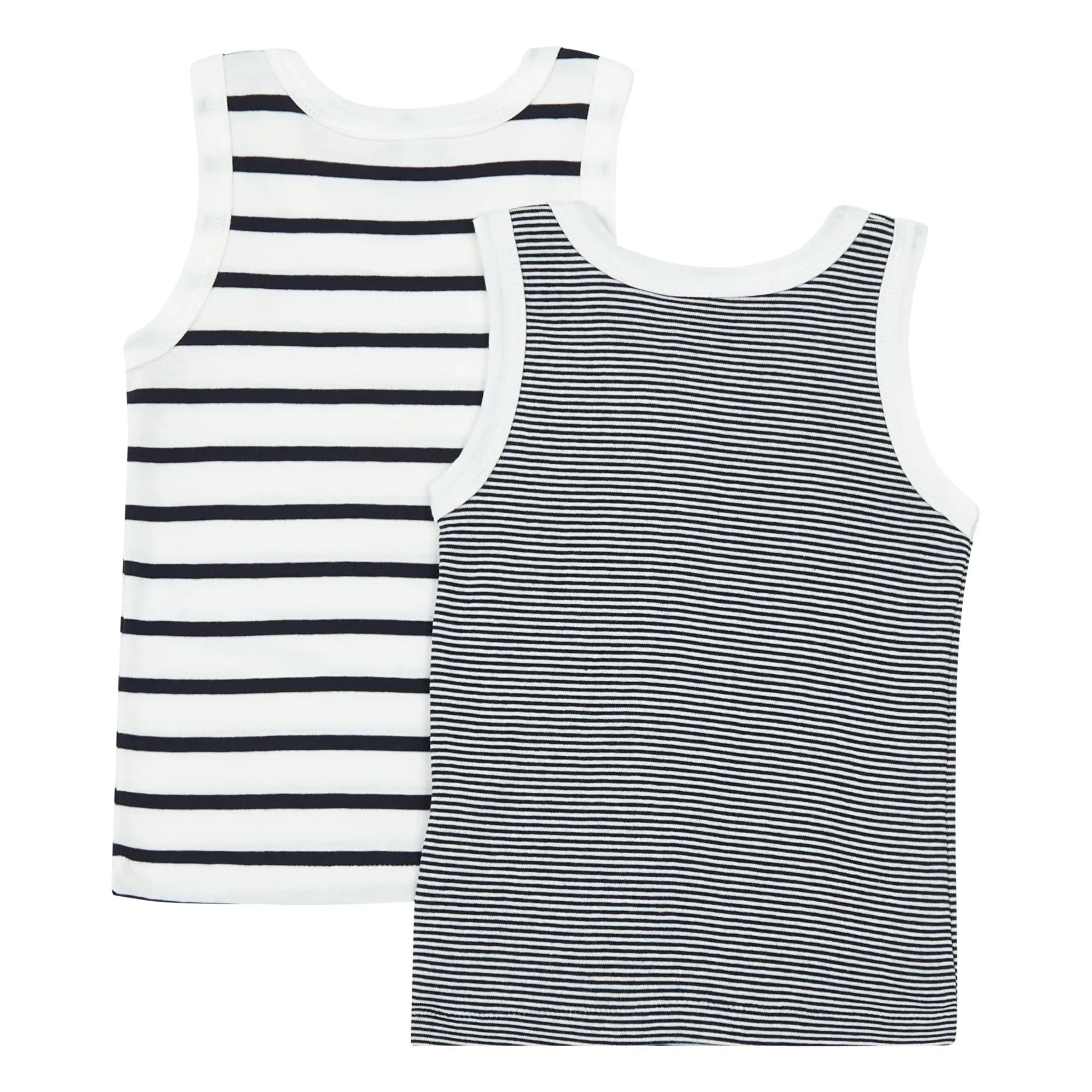 Petit Bateau - Conjunto de 2 camisetas de tirantes de algodón orgánico a rayas | Azul