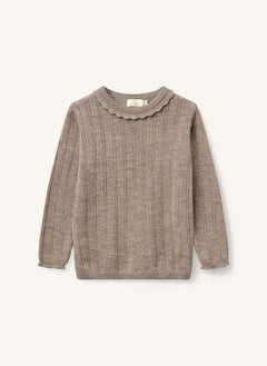 Copenhagen Colors - Merinos Yünü Pointelle Kazak | Taupe Kahverengi