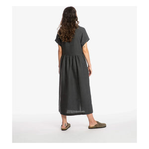 Matona - Vestido camisero de lino de corte medio | Negro