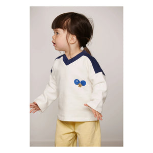 Mini Rodini - Sudadera de algodón orgánico Ping Pong | Blanco