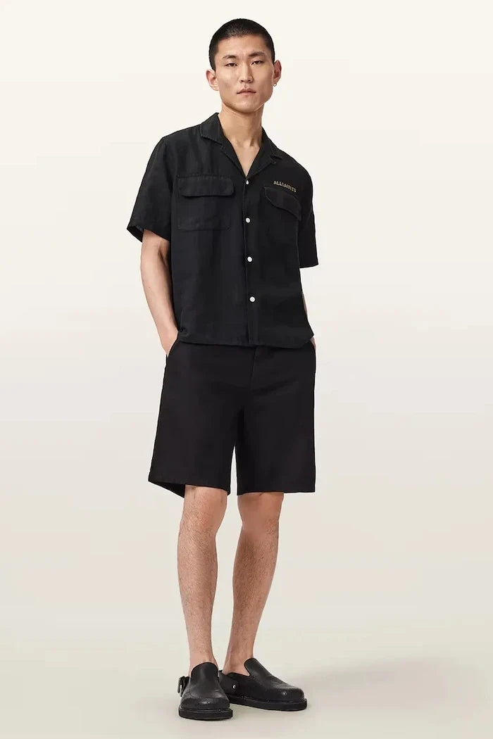 AllSaints Camisa de lino para hombre DUNLOE