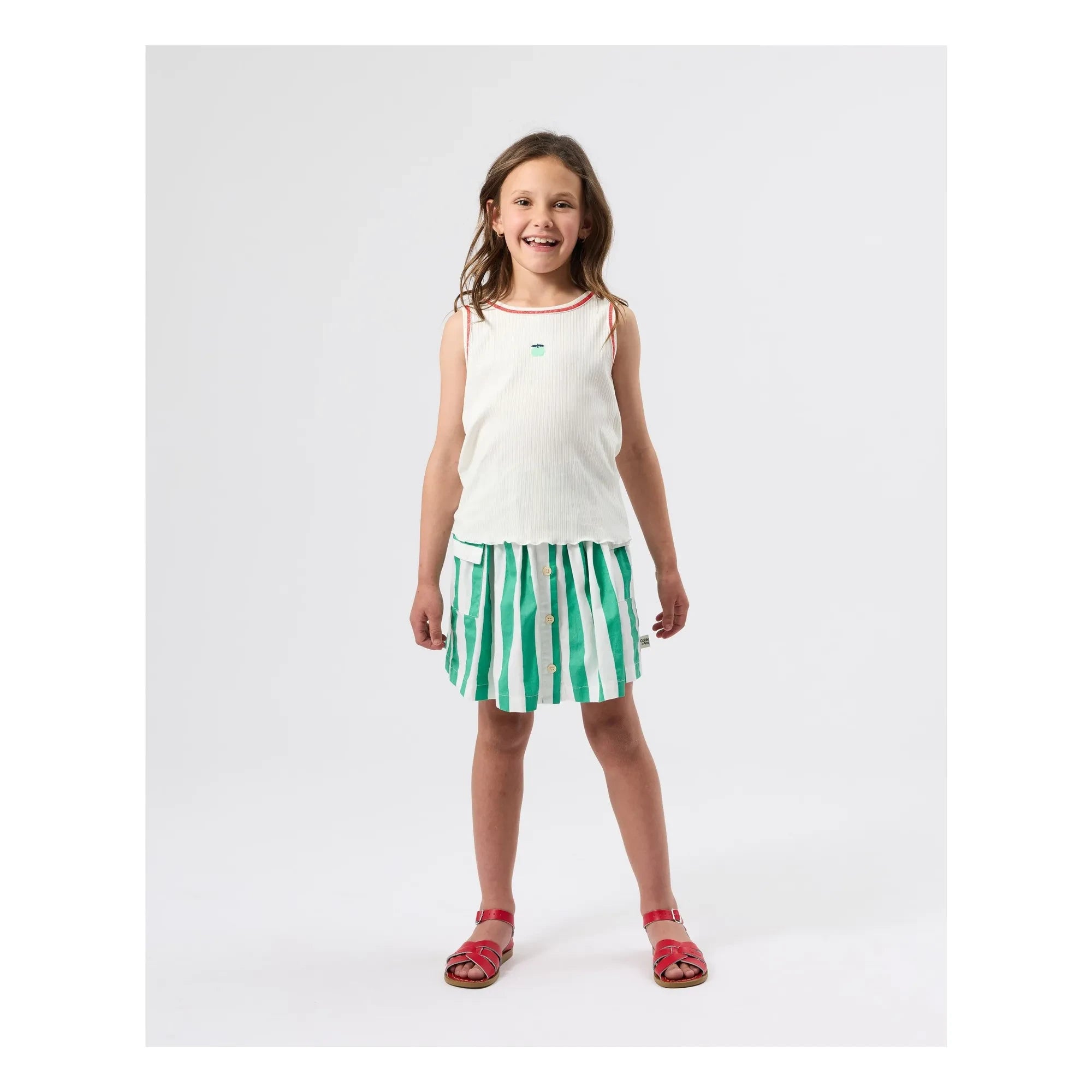 Goldie + Ace - Camiseta de tirantes acanalada Apple | Marfil