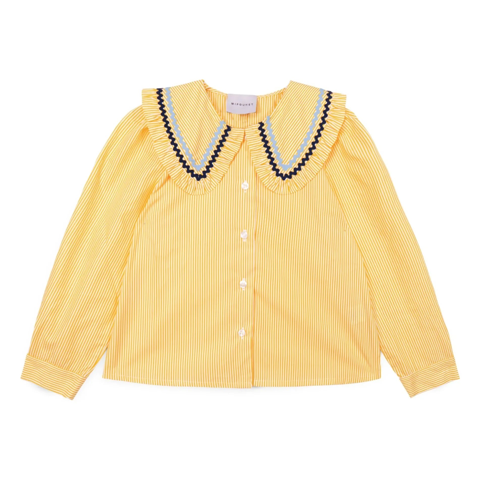Mipounet - Blusa de rayas con cuello Claudine | Amarillo claro