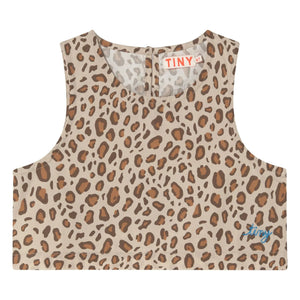 Tinycottons - Top Popelín Leopardo | Marrón