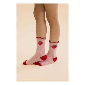 Flöss - Set de 2 pares de calcetines de fresas de encaje calado Vigga | Rosa