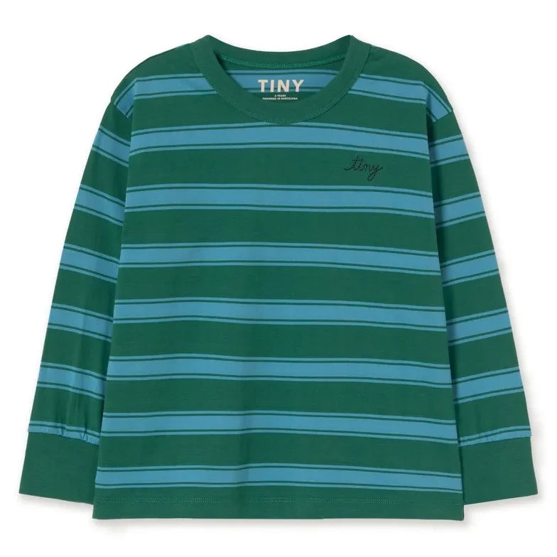 Tinycottons - Camiseta de algodón orgánico a rayas | Verde oscuro