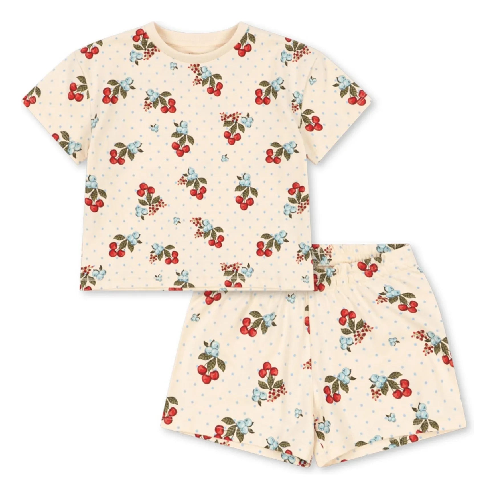 Konges Sløjd - Conjunto de camiseta y shorts de algodón orgánico Cerises | Crudo