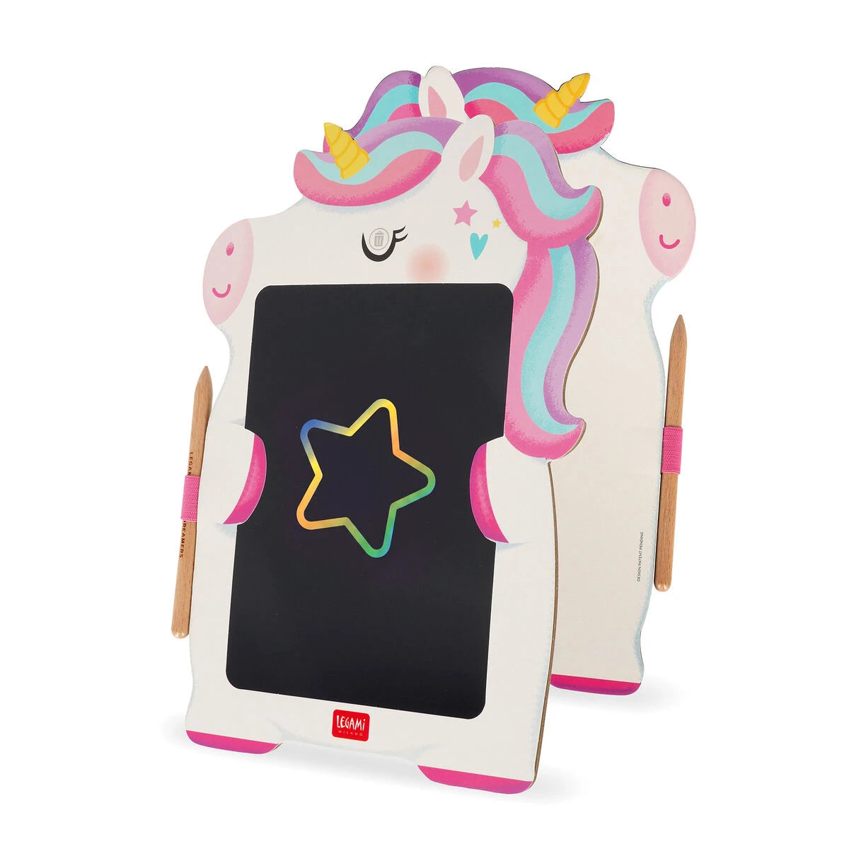 Legami - Pizarra LCD portátil de cartón con unicornio - Tablero de bocetos mágico