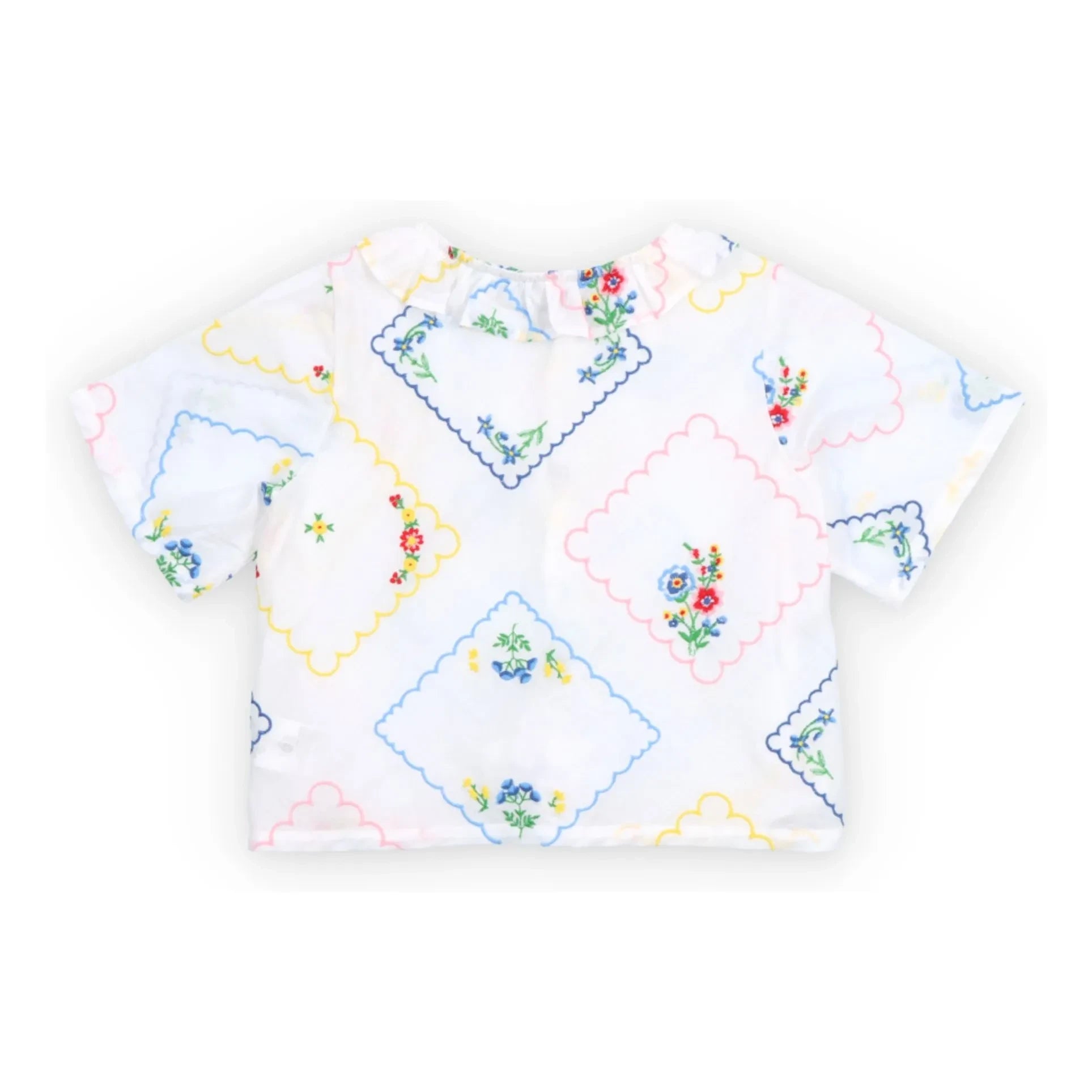 the new society - Blusa para atar bordada con jacintos | Blanca