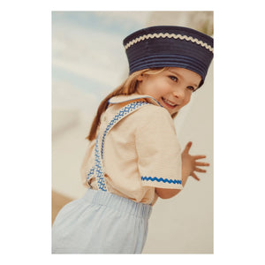 THE LiTTLE POETS - Blusa bordada con cuello Claudine Florbela Carreaux | Amarillo pálido