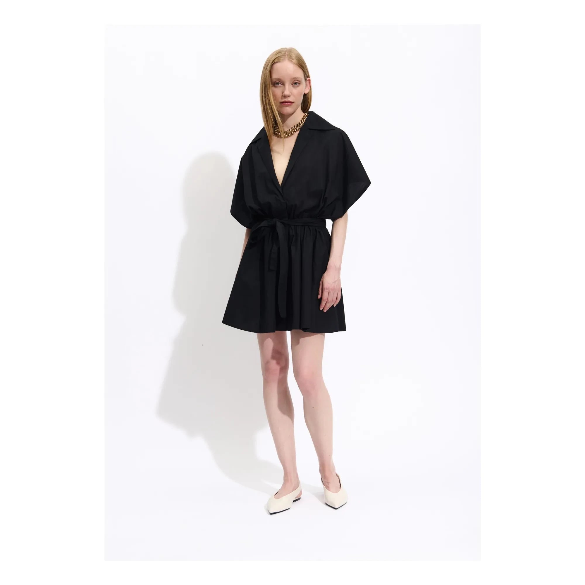 BELLEPIECE - Vestido de popelina Tara Pamuk | Negro