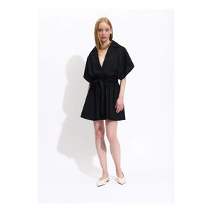 BELLEPIECE - Vestido de popelina Tara Pamuk | Negro