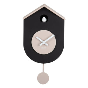 Present Time - Reloj de pared de cuco Gato | Negro