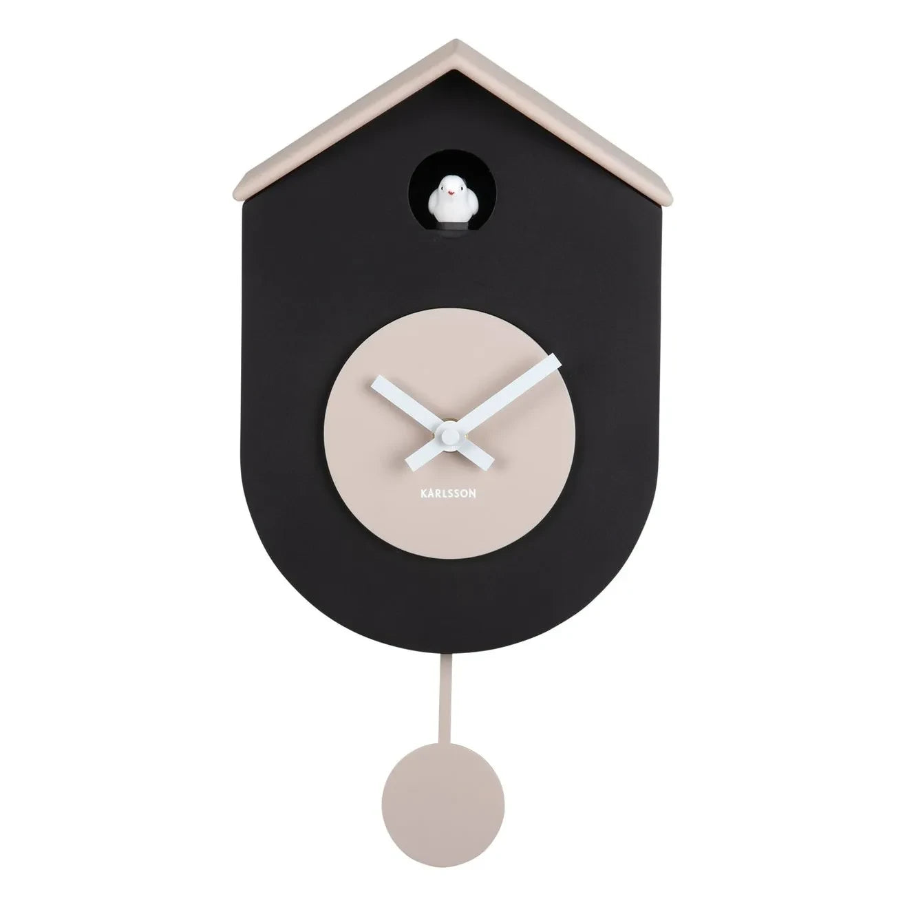 Present Time - Reloj de pared de cuco Gato | Negro