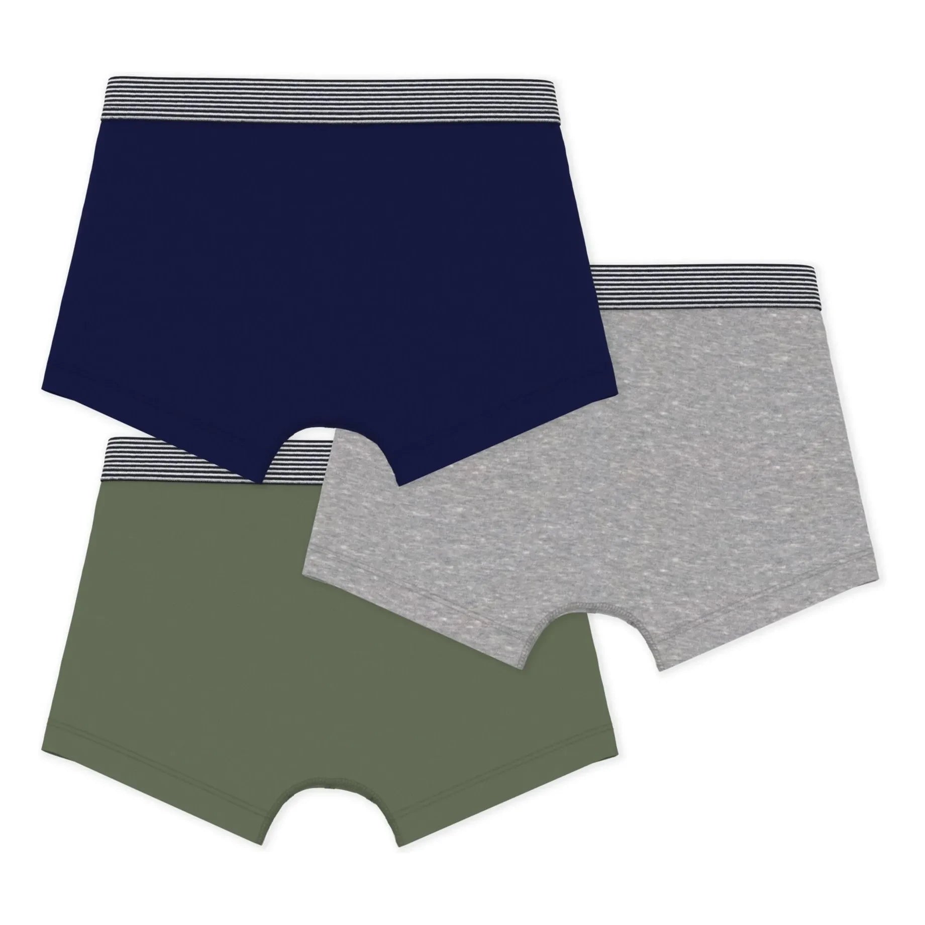 Petit Bateau - Set de 3 bóxers lisos | Caqui
