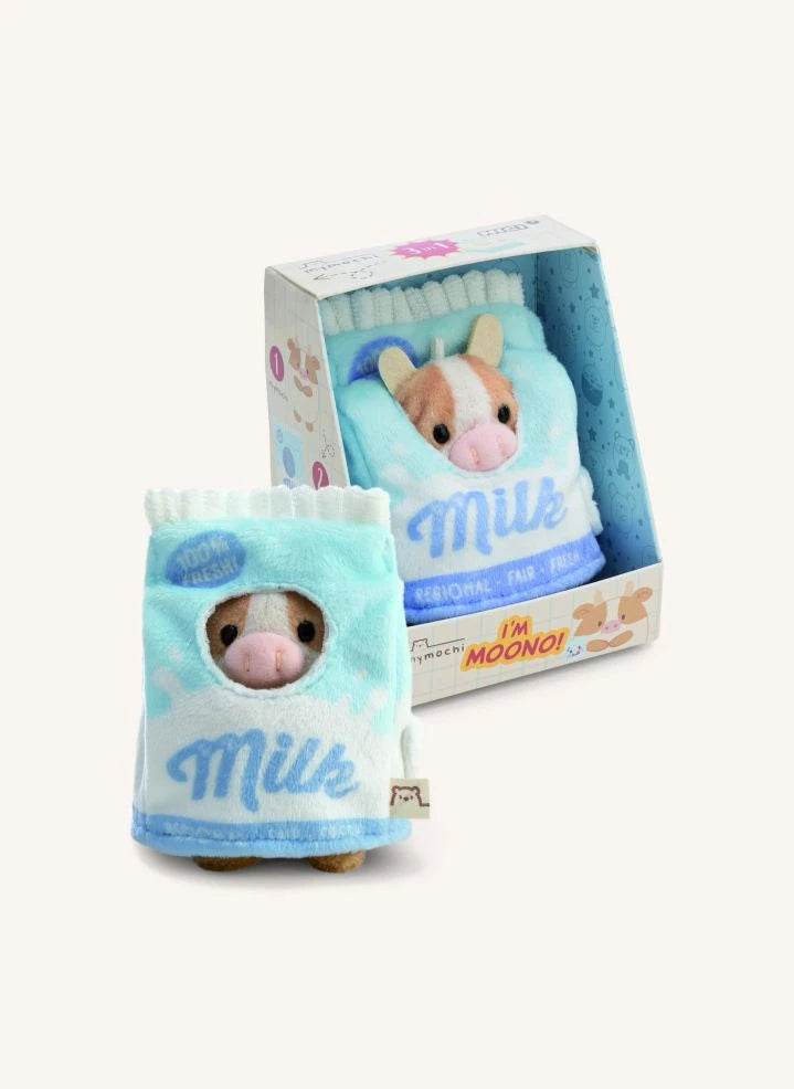 Nici - Juguete de peluche Moono la vaca, con disfraz de cartón de leche | Beige